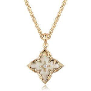 Gold Clover Necklace for Women - 14K Gold Plated CZ Pendant, Adjustable Choker